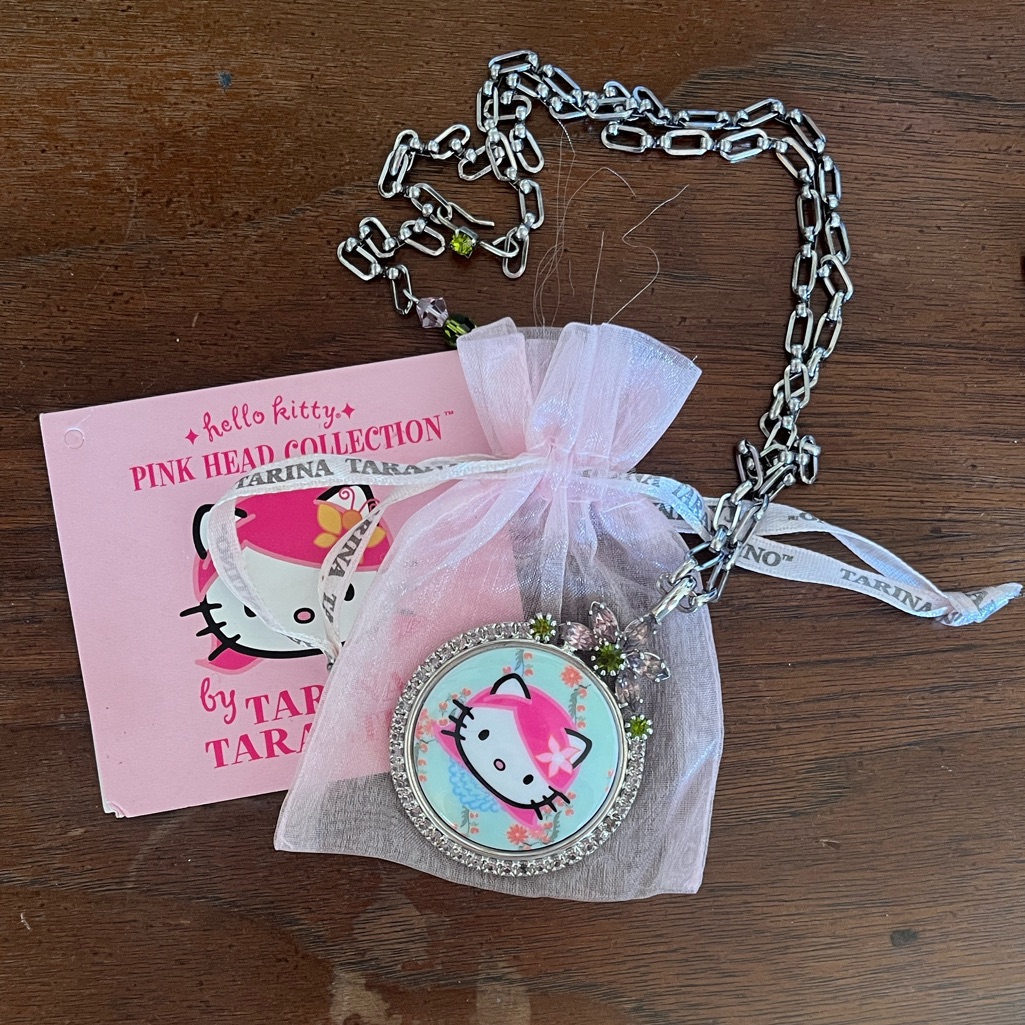 Rare Hello Kitty X Tarina Tarantino - Nwt Pink Head Floral Pendant Necklace 250$